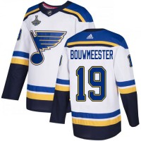 Adidas St. Louis Blues #19 Jay Bouwmeester White Road Authentic 2019 Stanley Cup Champions Stitched NHL Jersey