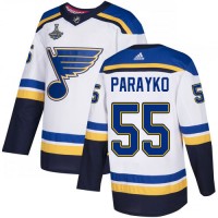 Adidas St. Louis Blues #55 Colton Parayko White Road Authentic 2019 Stanley Cup Champions Stitched NHL Jersey