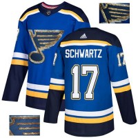 Adidas St. Louis Blues #17 Jaden Schwartz Blue Home Authentic Fashion Gold Stitched NHL Jersey