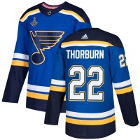 Adidas St. Louis Blues #22 Chris Thorburn Blue Home Authentic 2019 Stanley Cup Champions Stitched NHL Jersey