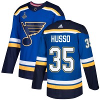 Adidas St. Louis Blues #35 Ville Husso Blue Home Authentic 2019 Stanley Cup Champions Stitched NHL Jersey