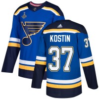 Adidas St. Louis Blues #37 Klim Kostin Blue Home Authentic 2019 Stanley Cup Champions Stitched NHL Jersey