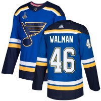 Adidas St. Louis Blues #46 Jake Walman Blue Home Authentic 2019 Stanley Cup Champions Stitched NHL Jersey