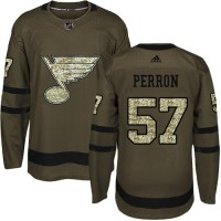 Adidas St. Louis Blues #57 David Perron Green Salute to Service Stitched NHL Jersey