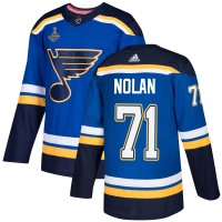 Adidas St. Louis Blues #71 Jordan Nolan Blue Home Authentic 2019 Stanley Cup Champions Stitched NHL Jersey