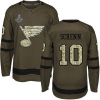 Adidas St. Louis Blues #10 Brayden Schenn Green Salute to Service Stanley Cup Champions Stitched NHL Jersey