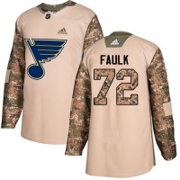 Adidas St. Louis Blues #72 Justin Faulk Camo Authentic 2017 Veterans Day Stitched NHL Jersey