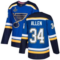 Adidas St. Louis Blues #34 Jake Allen Blue Home Authentic Stanley Cup Champions Stitched NHL Jersey