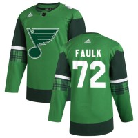 St. Louis St. Louis Blues #72 Justin Faulk Men's Adidas 2020 St. Patrick's Day Stitched NHL Jersey Green