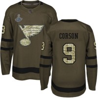 Adidas St. Louis Blues #9 Shayne Corson Green Salute to Service Stanley Cup Champions Stitched NHL Jersey