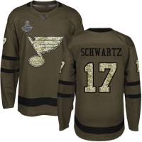 Adidas St. Louis Blues #17 Jaden Schwartz Green Salute to Service Stanley Cup Champions Stitched NHL Jersey