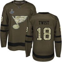 Adidas St. Louis Blues #18 Tony Twist Green Salute to Service Stanley Cup Champions Stitched NHL Jersey