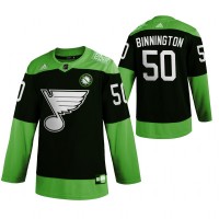 St. Louis St. Louis Blues #50 Jordan Binnington Men's Adidas Green Hockey Fight nCoV Limited NHL Jersey