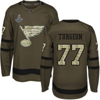 Adidas St. Louis Blues #77 Pierre Turgeon Green Salute to Service Stanley Cup Champions Stitched NHL Jersey