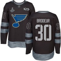 Adidas St. Louis Blues #30 Martin Brodeur Black 1917-2017 100th Anniversary Stanley Cup Champions Stitched NHL Jersey