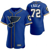 St. Louis St. Louis Blues #72 Justin Faulk Men's 2020 NHL x MLB Crossover Edition Baseball Jersey Blue
