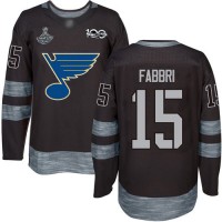Adidas St. Louis Blues #15 Robby Fabbri Black 1917-2017 100th Anniversary Stanley Cup Champions Stitched NHL Jersey