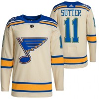 St. Louis St. Louis Blues #11 Brian Sutter Men's Adidas 2022 Winter Classic NHL Authentic Jersey Cream