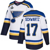 Adidas St. Louis Blues #17 Jaden Schwartz White Road Authentic Stanley Cup Champions Stitched NHL Jersey