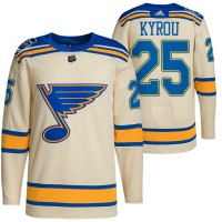 St. Louis St. Louis Blues #25 Jordan Kyrou Men's Adidas 2022 Winter Classic NHL Authentic Jersey Cream