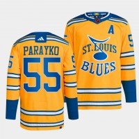 St.Louis St. Louis Blues #55 Colton Parayko Men's adidas Reverse Retro 2.0 Authentic Player Jersey - Yellow