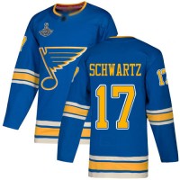 Adidas St. Louis Blues #17 Jaden Schwartz Blue Alternate Authentic Stanley Cup Champions Stitched NHL Jersey