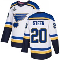 Adidas St. Louis Blues #20 Alexander Steen White Road Authentic Stanley Cup Champions Stitched NHL Jersey
