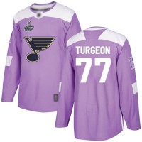 Adidas St. Louis Blues #77 Pierre Turgeon Purple Authentic Fights Cancer Stanley Cup Champions Stitched NHL Jersey