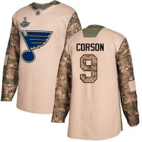 Adidas St. Louis Blues #9 Shayne Corson Camo Authentic 2017 Veterans Day Stanley Cup Champions Stitched NHL Jersey