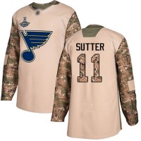 Adidas St. Louis Blues #11 Brian Sutter Camo Authentic 2017 Veterans Day Stanley Cup Champions Stitched NHL Jersey