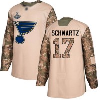 Adidas St. Louis Blues #17 Jaden Schwartz Camo Authentic 2017 Veterans Day Stanley Cup Champions Stitched NHL Jersey