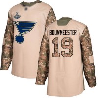 Adidas St. Louis Blues #19 Jay Bouwmeester Camo Authentic 2017 Veterans Day Stanley Cup Champions Stitched NHL Jersey