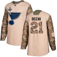 Adidas St. Louis Blues #21 Tyler Bozak Camo Authentic 2017 Veterans Day Stanley Cup Champions Stitched NHL Jersey