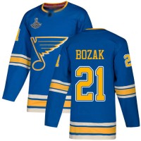 Adidas St. Louis Blues #21 Tyler Bozak Blue Alternate Authentic Stanley Cup Champions Stitched NHL Jersey
