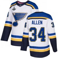 Adidas St. Louis Blues #34 Jake Allen White Road Authentic Stanley Cup Champions Stitched NHL Jersey