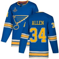 Adidas St. Louis Blues #34 Jake Allen Blue Alternate Authentic Stanley Cup Champions Stitched NHL Jersey