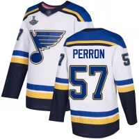 Adidas St. Louis Blues #57 David Perron White Road Authentic Stanley Cup Champions Stitched NHL Jersey