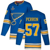 Adidas St. Louis Blues #57 David Perron Blue Alternate Authentic Stanley Cup Champions Stitched NHL Jersey