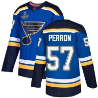 Adidas St. Louis Blues #57 David Perron Blue Home Authentic Stanley Cup Champions Stitched NHL Jersey