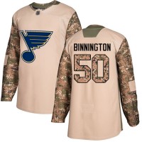Adidas St. Louis Blues #50 Jordan Binnington Camo Authentic 2017 Veterans Day Stitched NHL Jersey
