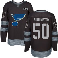 Adidas St. Louis Blues #50 Jordan Binnington Black 1917-2017 100th Anniversary Stitched NHL Jersey