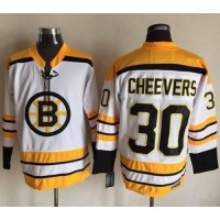 Boston Bruins #30 Gerry Cheevers White CCM Throwback Stitched NHL Jersey