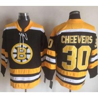 Boston Bruins #30 Gerry Cheevers Black/Yellow CCM Throwback New Stitched NHL Jersey