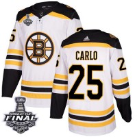 Adidas Boston Bruins #25 Brandon Carlo White Road Authentic 2019 Stanley Cup Final Stitched NHL Jersey