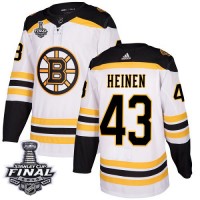 Adidas Boston Bruins #43 Danton Heinen White Road Authentic 2019 Stanley Cup Final Stitched NHL Jersey