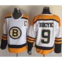 Boston Bruins #9 Johnny Bucyk Yellow/White CCM Throwback Stitched NHL Jersey