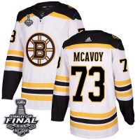 Adidas Boston Bruins #73 Charlie McAvoy White Road Authentic 2019 Stanley Cup Final Stitched NHL Jersey