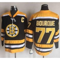 Boston Bruins #77 Ray Bourque Black/Yellow CCM Throwback New Stitched NHL Jersey