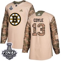Adidas Boston Bruins #13 Charlie Coyle Camo Authentic 2017 Veterans Day 2019 Stanley Cup Final Stitched NHL Jersey