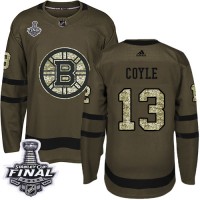 Adidas Boston Bruins #13 Charlie Coyle Green Salute to Service 2019 Stanley Cup Final Stitched NHL Jersey